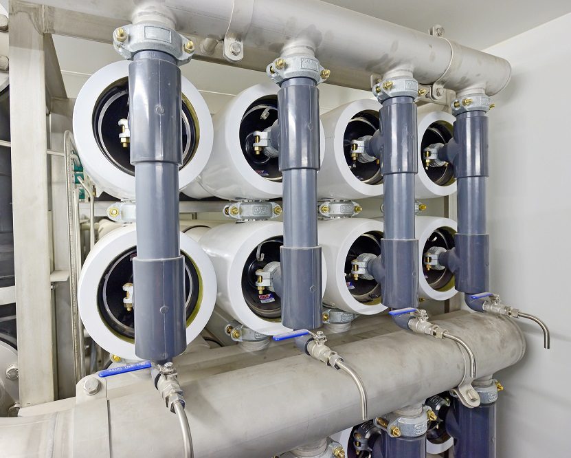 reverse osmosis equipment inside of plant