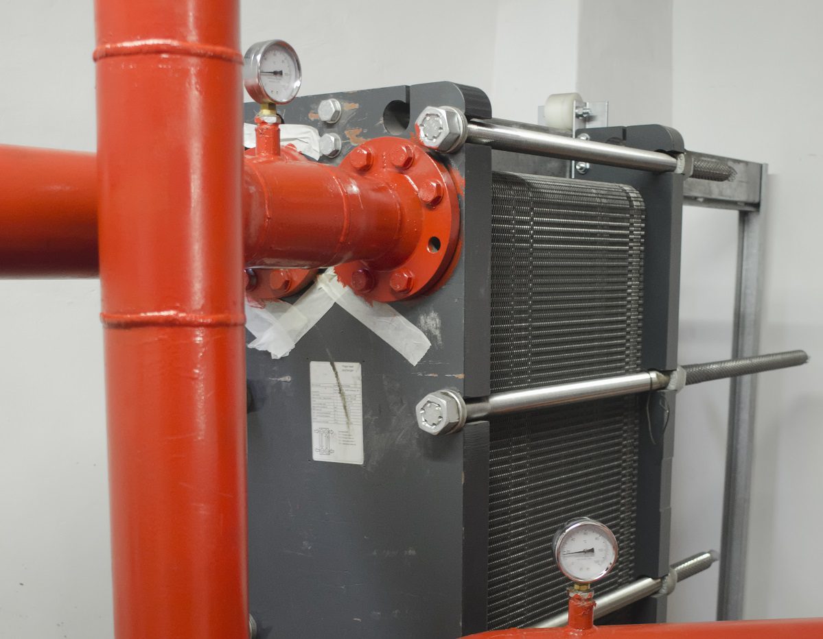 View of heat exchanger in industrial plant