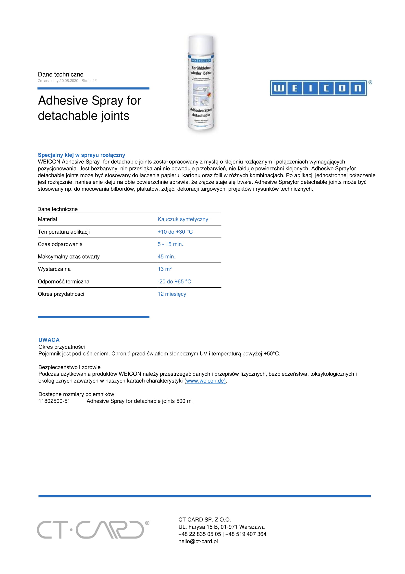 Adhesive Spray for detachable joints-1